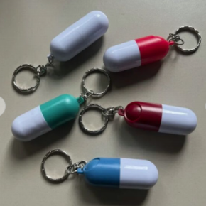 HS0064 Capsule Shaped Pill Case Keychain