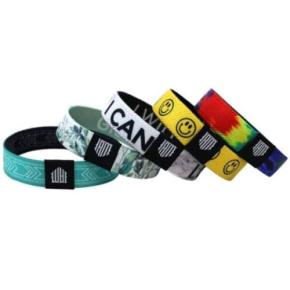 PE0016 sublimated Elastic Event Wristband w Customizable Woven Lable  